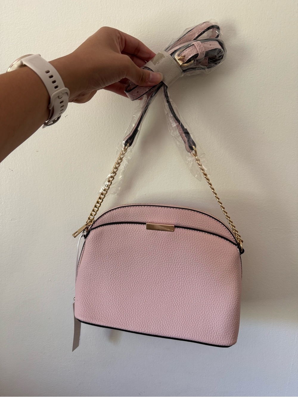 Mali + Lili Women's Blush Pink Crossbody Bag - Gold Chain Accent